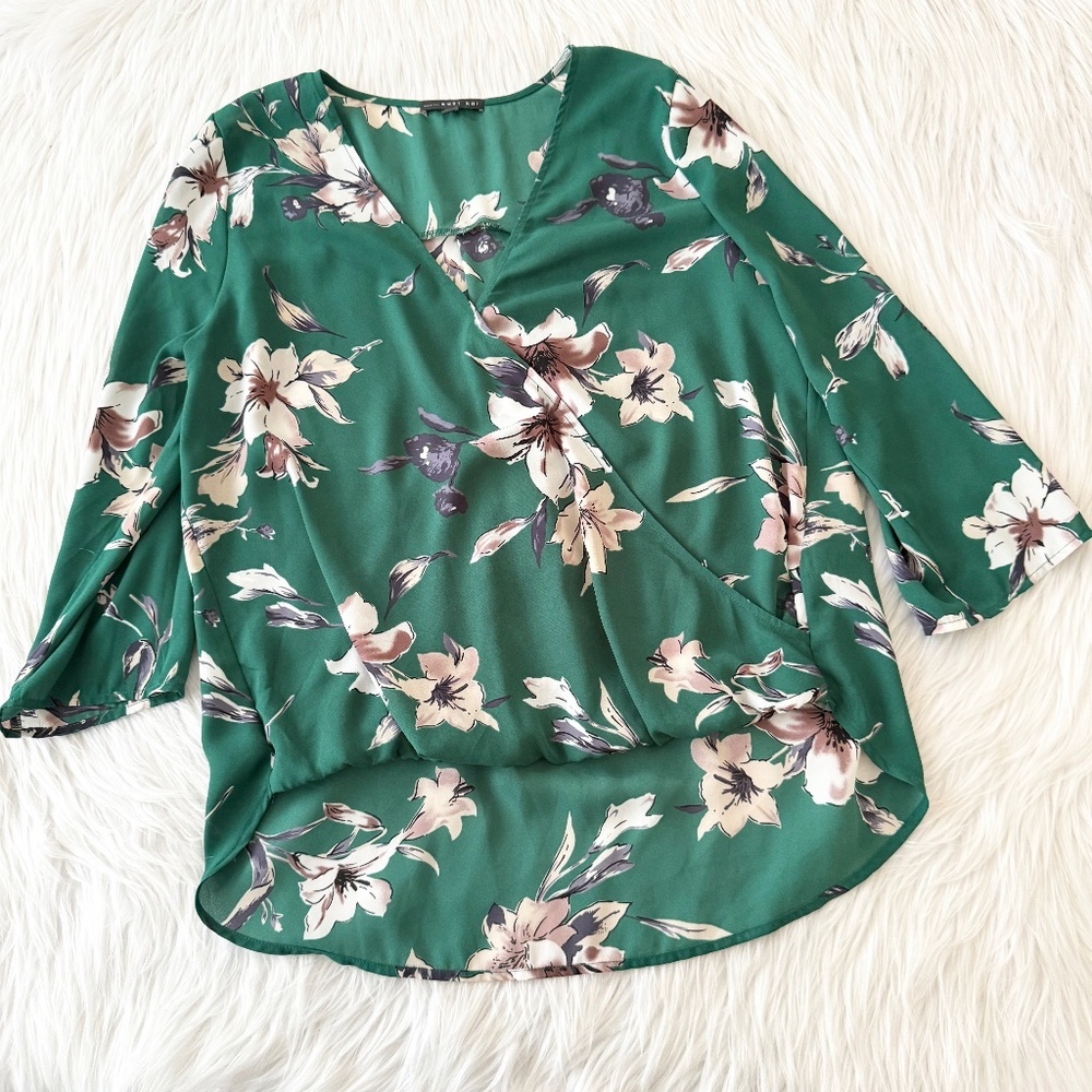 West Key Green Floral Blouse